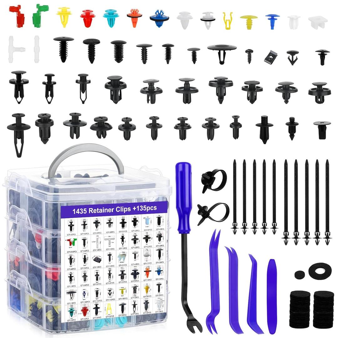 1570pcs Car Push Retainer Clips Kit Automotive Push Pins Body Clips Plastic Fasteners Kit Fender Clips 48 Most Popular Sizes Nylon Automotive Fasteners Kit for Toyota GM Ford Honda,Blue