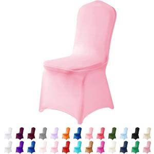 Spandex Chair Covers, 12PCS, Washable Protector for Living Room, Party, Banquet, Wedding, Hotel (Pink) (12Pack)