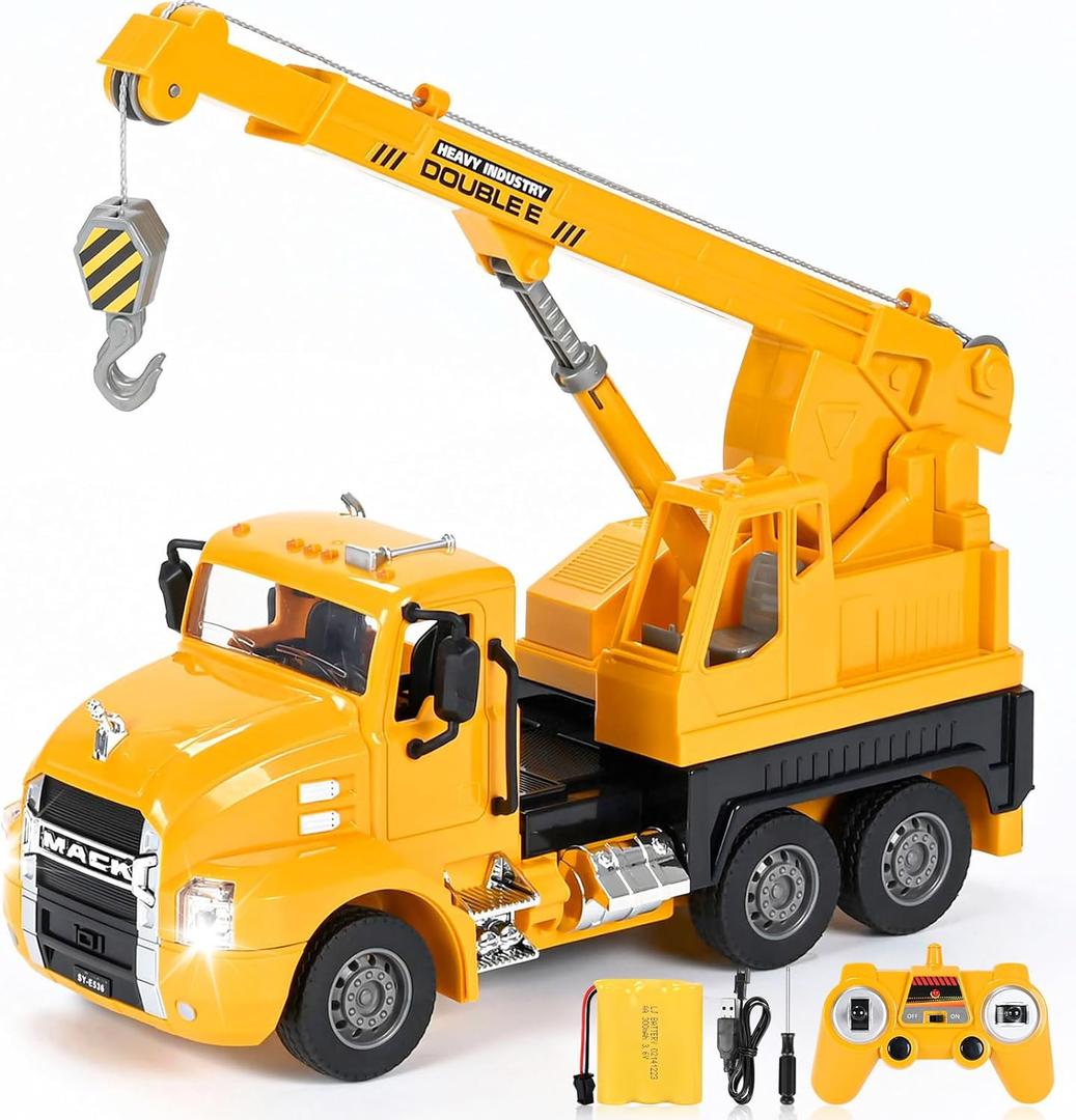 DOUBLE E Mack Licensed RC Crane, Remote Control Construction Vehicles Toys, Crane Truck Toy for Boys, Toy with Lights, Ideas Birthday/Xmas Gifts for Boys DOUBLE E Mack Licensed RC Crane, Remote Control Construction Vehicles Toys, Crane Truck Toy for Boys, Toy with Lights, Ideas Birthday/Xmas Gifts for Boys