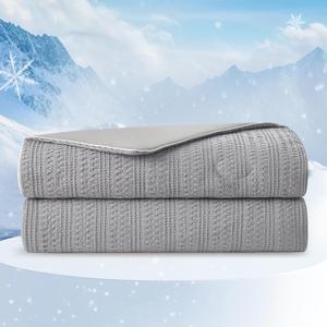 Amlie Home Waffle Cooling Comforter King Size, Q-Max 0.45 Reversible Lightweight Cooling Blanket for Hot Sleepers, Breathable Bedding for Night Sweats, 106"x90", Cool Gray