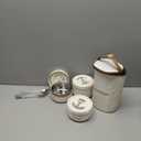 Dandat 3 Pcs Portable Insulated Lunch Container Set for Adult, Stackable Stainless Steel Bento Box for Hot Food with Insulated Lunch Bag Unisex 3 Separate Thermal Food Container(Beige)