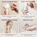 Electric Facial Cleansing Brush, Rechargeable Waterproof Dual Rotating Face Scrubber with 3 Interchangeable Heads, Soft Silicone Face Brush, White