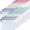 Oaimyy-Plastic Mesh Zipper Pouch Document Folders Bag & Zipper-Waterproof Zip File Folders for School Office Supplies, Travel, Puzzles Games Organizing Storage (8"x 10", Multicolor)