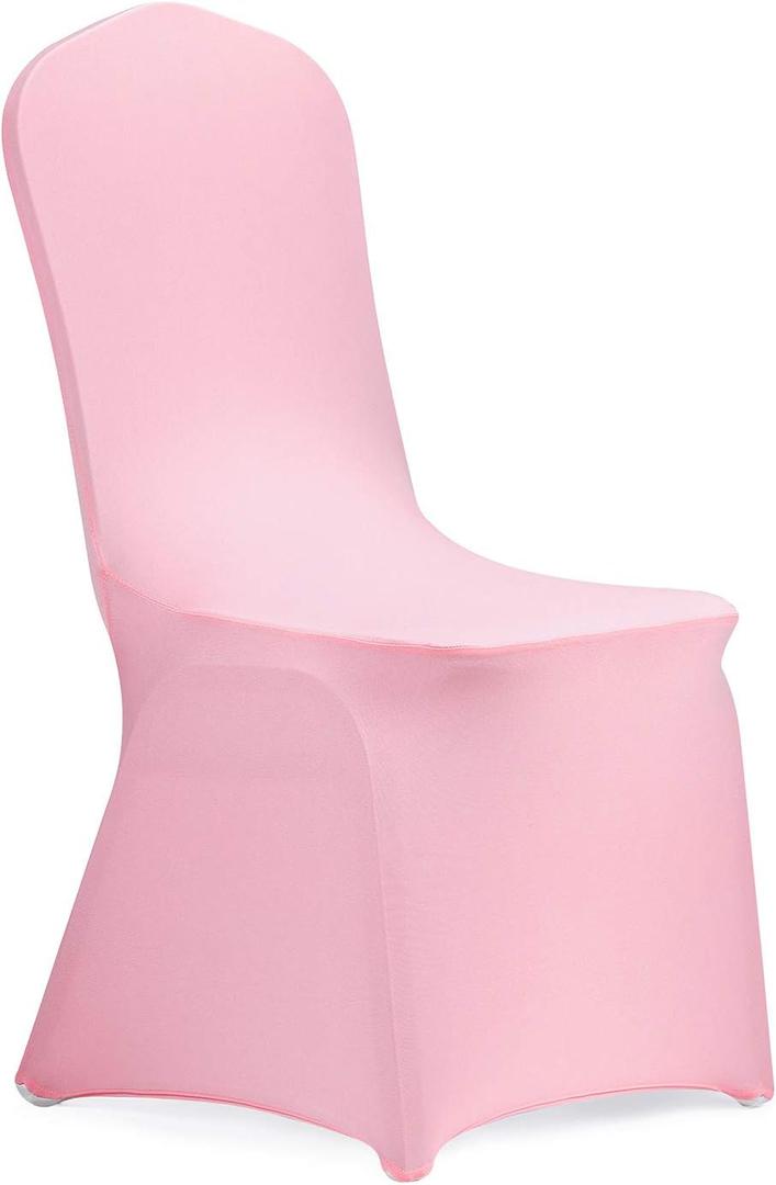 Peomeise Stretch Spandex Chair Cover for Wedding Party Dining Banquet Event (Pink, 6)