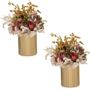 NUPTIO Gold Vases for Centerpieces Wedding: 2 Pcs 5.1 inch Metal Flower Vase Flowers Stand Wedding Centerpieces for Tables Centerpiece Table Decorations