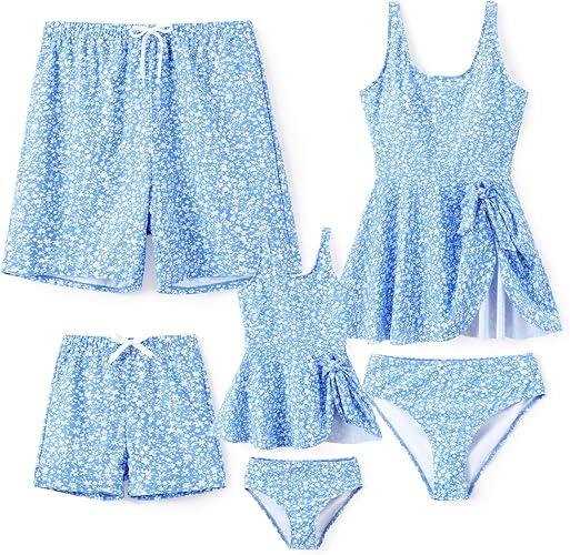 PATPAT Family Matching Swimwear Floral Pattern Tankini Swimsuits and Swim Trunks