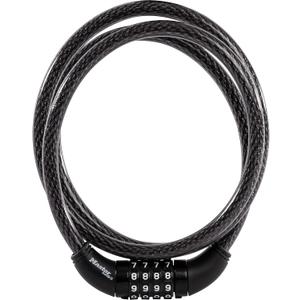 Master Lock Black Set Your Own Combination Bike Lock, Metal Cable Lock has a Weather Resistant Vinyl Coating for Outdoor Durability, 5 Feet Long, 8370D