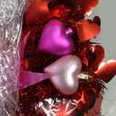 Moucuny Heart Wreath for Front Door Heart Shaped Wreath with Light String and Bowknot Tinsel Garland Decoration for Door Wall Window Party Decor(Pink)