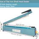 Impulse Sealer 16 inch Heat Sealer for Plastic Bags, Metal Plastic Bag Sealer Heat Seal, Mylar Bag Sealer, Manual Poly Bag Hot Seal Sealing Machine with 4 Repair Kit(2 Cutting Lines Included)