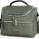 Lunch Bag for Women Men Adult Insulated Lunch Box, Leakproof Lunch Cooler Bag with Front Pocket & Adjustable Shoulder Strap, Reusable Large Lunch Tote Bag for Work Office Travel Picnic, Green