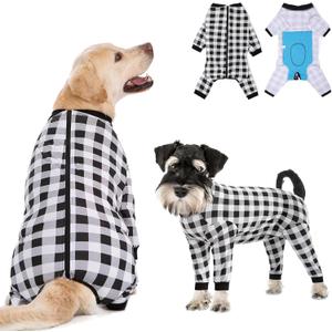 Dog Recovery Suit Full-Zipper After Post-Surgery Large Medium Dogs, Dog Bodysuit for Prevent Licking& Chewing Wounds Onesies Cone Alternative (Black, X-Large)