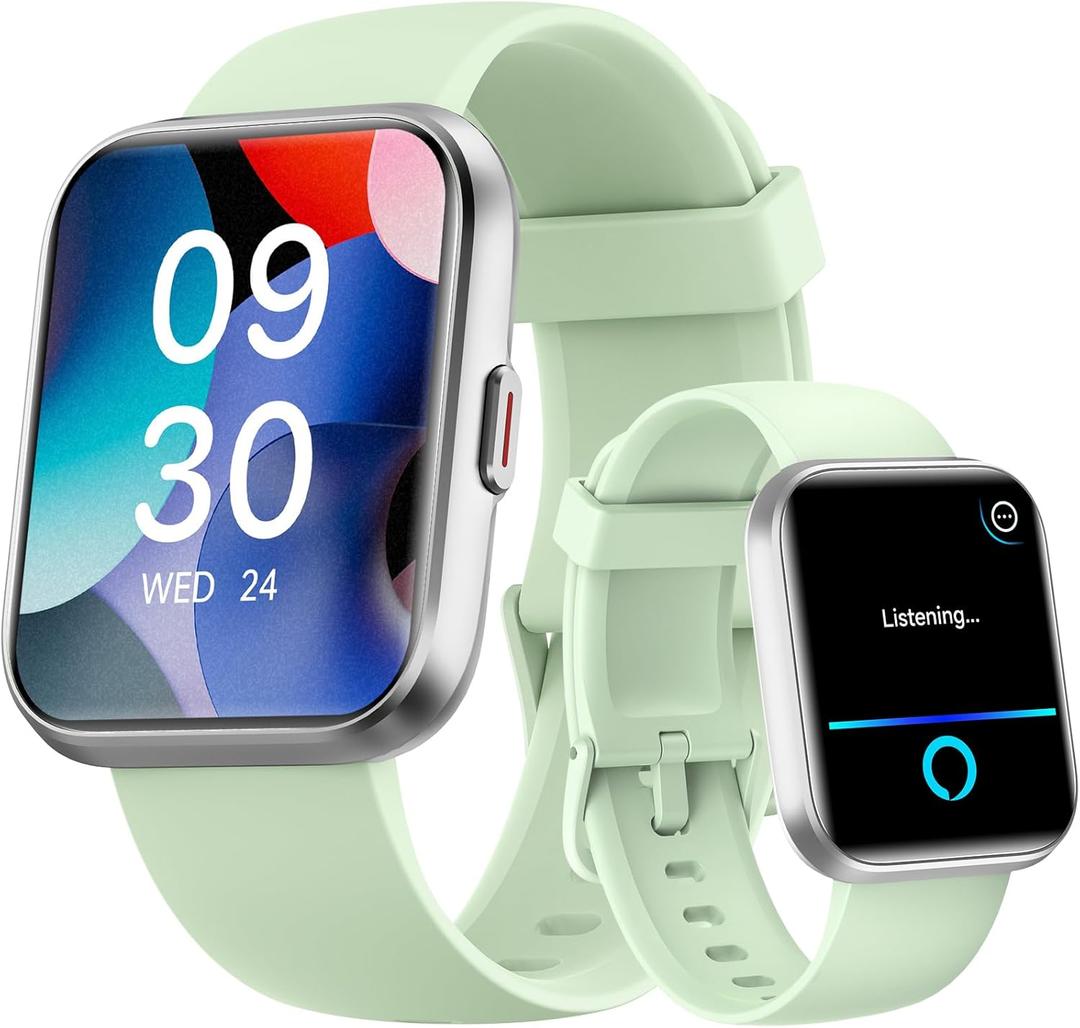 Fitpolo Smart Watches for Men/Women, 1.8'' Alexa Built-in Fitness Tracker Watch with Bluetooth Calls, IP68 Waterproof, Heart Rate/Sleep/SpO2/Stress Monitor, 110 Sport Modes for Android & iPhone (Green)