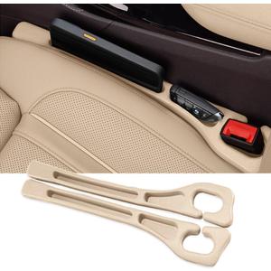 Car Seat Gap Filler Organizer Universal Fit Car SUV Truck Console Side Plug Strip Stopping Phone Key from Falling, Pack of 2 (Beige)