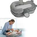 Rootling Baby Feeding Pillow, Anti Overflow Feeding Pillow for Reducing Spit-Up, Safety Nursing Pillow, Baby Lounger Reflux Wedge Breastfeeding, Removable top and Bottom (Small, Gray)