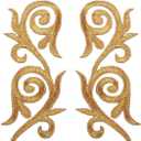 2 x 5Pairs of Embroidered Gold and Silver Thread Auspicious Cloud Cloth Paste (Gold)
