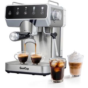 Coffee Machines With Touchscreen 20 Bar Professional Espresso Maker With Milk Frother & Hot Water, Stainless Steel Coffee Maker for Cappuccino Latte Americano, for Home Office Use