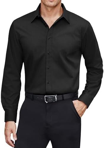 J.VER Men's Dress Shirts Stretch Stain Shield Long Sleeve Solid Formal Shirt Business Casual Button Down Shirts, XL
