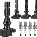 Ignition Coil Pack and Spark Plugs kit fit for 2.0 2.3 2.5 L4 Mazda 3, Mazda 6, CX7 CX-7, MX-5 Miata 2006 2007 2008 2009 2010 2011 2012 2013 2.0L 2.3L 2.5L, UF540, Set of 4