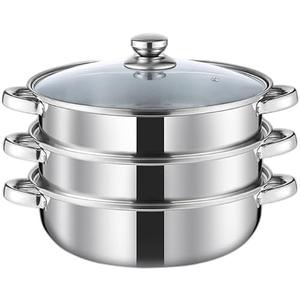 Steamer Pot for Cooking 11 inch, Steamer Pots 3-tier Multipurpose Stainless Steel Steam Pot Cookware with Handle for Vegetable