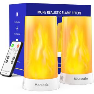 Upgraded LED Flame Light, Rechargeable Flameless Candles with Remote & Timer, 4 Modes Battery Operated Candles, Waterproof LED Candles with Upside Down Effect for Indoor Outdoor 2 PCS