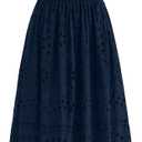 dowerme Women Summer Dresses 2026 Casual Sleeveless Crewneck A-Line Boho Lace Eyelet Cotton Tank Maxi Dress with Pockets, Navy Blue, Large