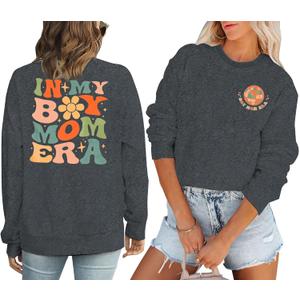 EGELEXY Mom Sweatshirts Women Boy Mom Shirts Mama Crewneck Clothes Casual Moms Long Sleeve Pullover (XXL)