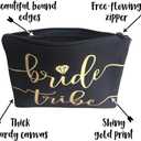 3pc Bride Tribe Makeup Bags - Bridesmaid Favor for Bachelorette Party, Bridal Shower, Wedding. Also great as Toiletry Bag, Wedding Survival Kit, Hangover Kit, Keepsake (3pc Pack, Black & Gold)
