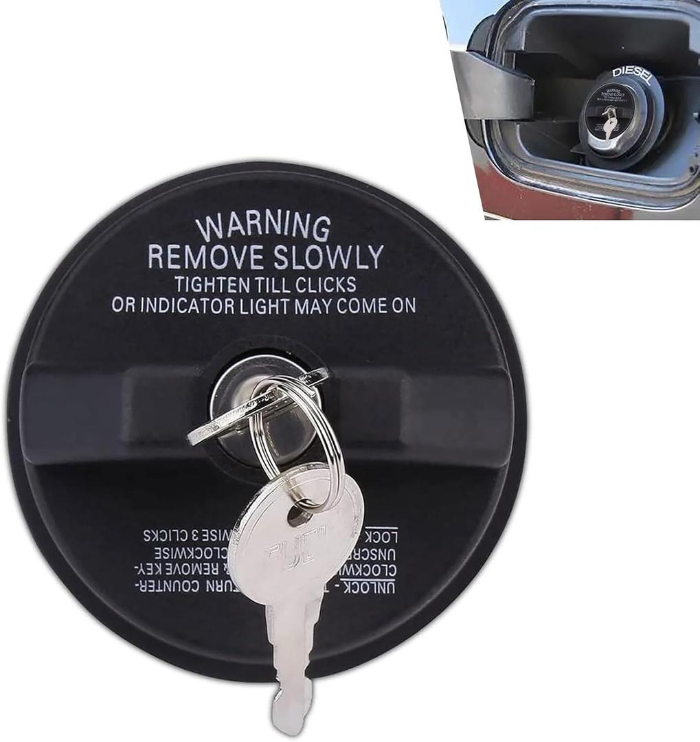 1 PC Car Fuel Tank Cap with Lock and Key, ABS Plastic Anti-theft Fuel Tank Cap, Locking Cap Adapter Replaceable Accessories, Universal for Most Cars (Black)