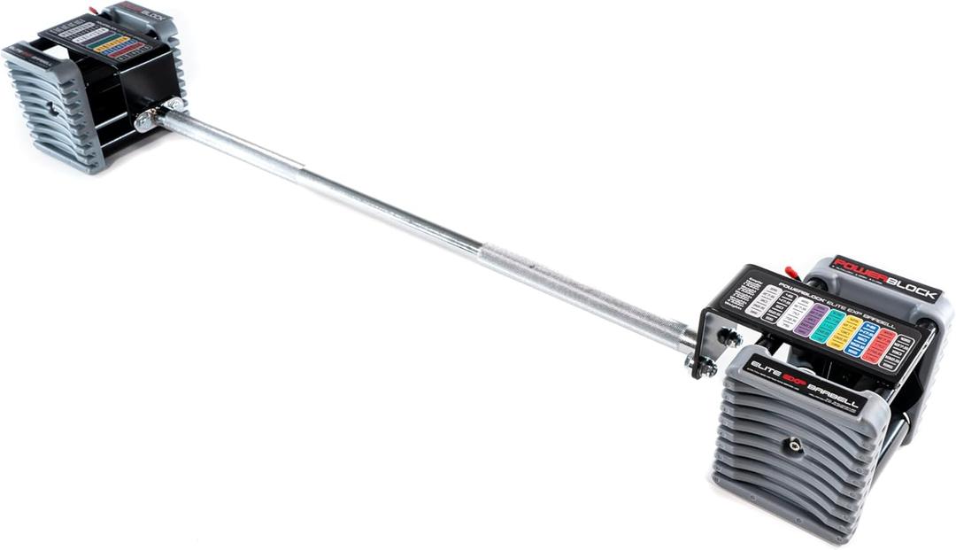 PowerBlock Elite EXP Straight Bar  Compatible with PowerBlock Elite EXP Adjustable Dumbbells, Weightlifting, Curling Bar, Weight Bar, Workout Equipment, Strength Training