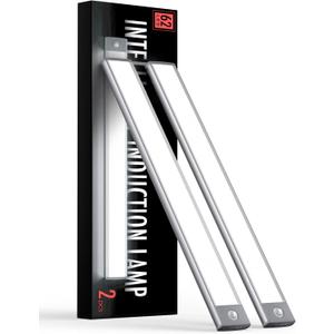 2 Packs Under Cabinet Lights, 2000mAh Rechargeable 62 LED White Lighting, Wireless Motion Sensor Light Indoor,4 Modes Night Light, Stick-On Magnetic Closet Lights for Kitchen, Hallway