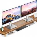 Dual Monitor Stand - 39Inch Large Wood Monitor Stand Riser, Holds 200lbs Ultra Strong Support for 2 Monitor/Laptop Computer/TV/PC/Printers, Desk Organizer for Gamming Room & Office, Extension Monitor Stand Riser (Walnut 39.37in)