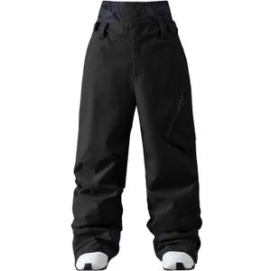 YEEFINE Men's Snow Ski Pants Insulated Cargo Snowboard Pants Bibs Loose Baggy Waterproof Winter Sports (X-Large, Black)