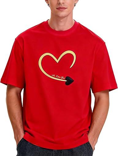Womens Mens Lover Heart T-Shirt Couples Matching Casual Shirts Crew Neck Shirts Short Sleeve Tops XL