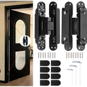 6" Hidden Hinges for Doors Invisible Hinge Concealed Hinges Zinc Alloy 180 Degree Swing Hinge 3 Way Adjustable Butt Silent Door Hinges 6 x 2.5 x 1 inch (Black Pack of 2)