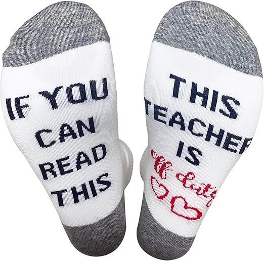 If You Can Read This This Socks For Women Teacher Off Duty Gift Socks Size 6-11W