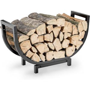 Dicasser Firewood Rack Outdoor and Indoor Firewood Storage, 24 INCH Double Coated Fire Wood Organizer, Waterproof Rustproof Stable Log Holder and Fireplace Decor, Black