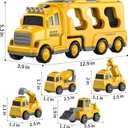 TEMI Construction Truck Boy Toys for 3-5 Year Old Toddlers - Toys for 3 4 5 6 7 Years Old Engineering Transport Vehicle Carrier Truck, Kids Excavator Crane Gifts Toys for Boys and Girls Aged 4-6