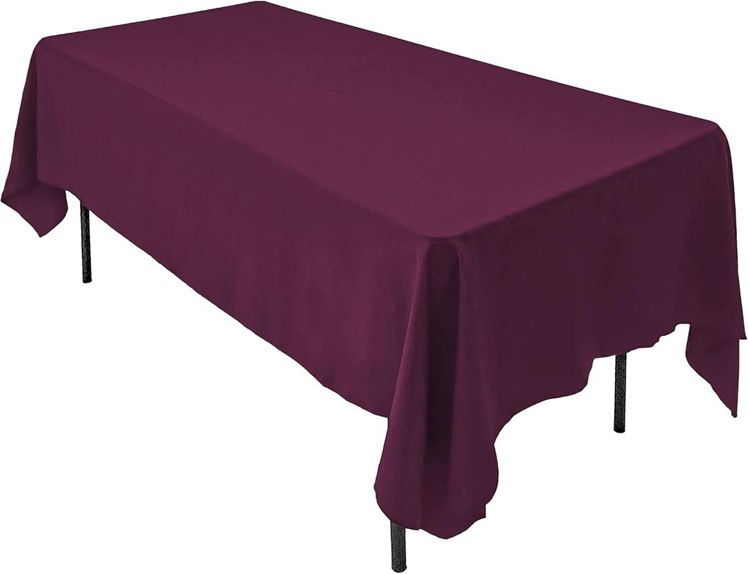 AK TRADING CO. 60 x 126-Inch Rectangular Polyester Tablecloth - Made in USA - Wrinkle-Resistant, Flame Retardant, Durable Party Table Cover, Banquet Tablecloth, Wedding Table Cover - Plum