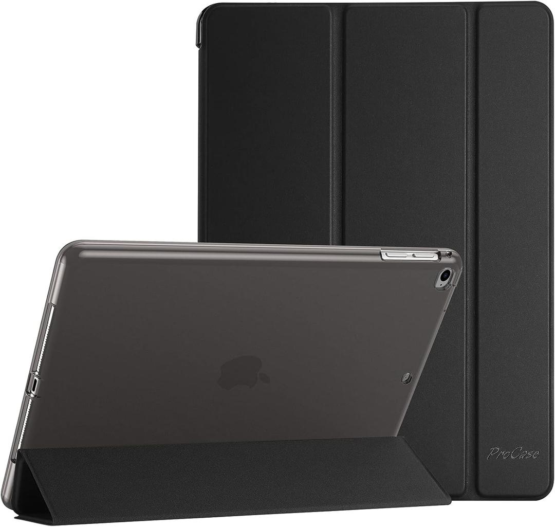 ProCase Smart Case for iPad 9.7 Inch iPad 6th/5th Generation, iPad Air 2/Air 1, Slim Soft TPU Stand Smart Cover for iPad 9.7 2018 2017 Model iPad Air 2 Air 1 -Black
