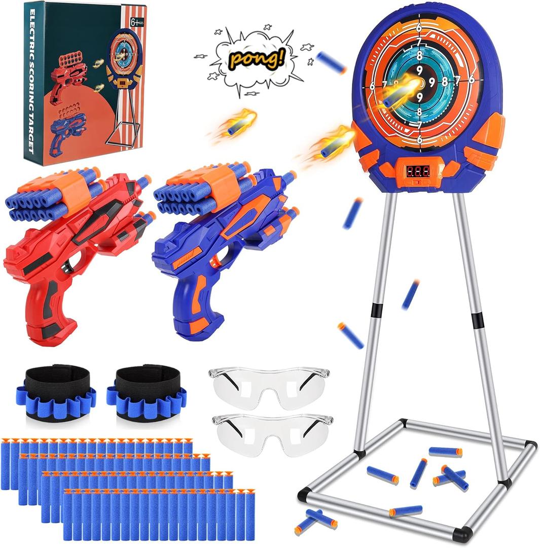 Shooting Target for Nerf w/Toy Guns and Foam Darts, Upgrade Digital Shooting Game with Touch Screen Practice Target, Electronic Scoring Targets for Nerf  for Kids Aged 5 -13 Boys, Girls