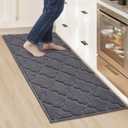 COSY HOMEER-Kitchen-Rugs 20"x48" Non-Slip Absorbent Soft Kitchen Runner Rug Polyester Kitchen Mats for Floor Washable Kitchen Standing Floor Mat for Sink Mat,Hallway,Laundry,Dark Grey