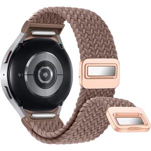 One Click No Gap Braided Bands Compatible with Samsung Galaxy Watch 7 6 4 5 FE Band 40mm 44mm/Galaxy Watch 6 4 Classic 47mm 43mm 42mm 46mm/Watch 5 Pro 45mm, 20mm Elastic Nylon Sport Strap Men Women