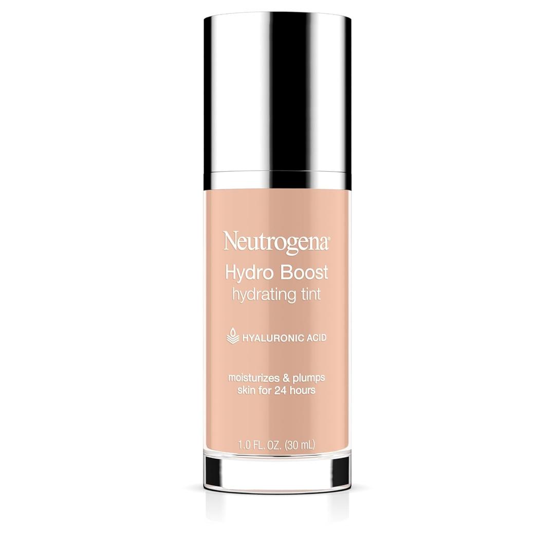 Neutrogena Hydro Boost Hydrating Tint Foundation Makeup for Dry Skin, with Hyaluronic Acid, Lightweight Oil-Free Water Gel, Non-Comedogenic, 20 Natural Ivory, 1.0 fl. oz, Pack of 2 