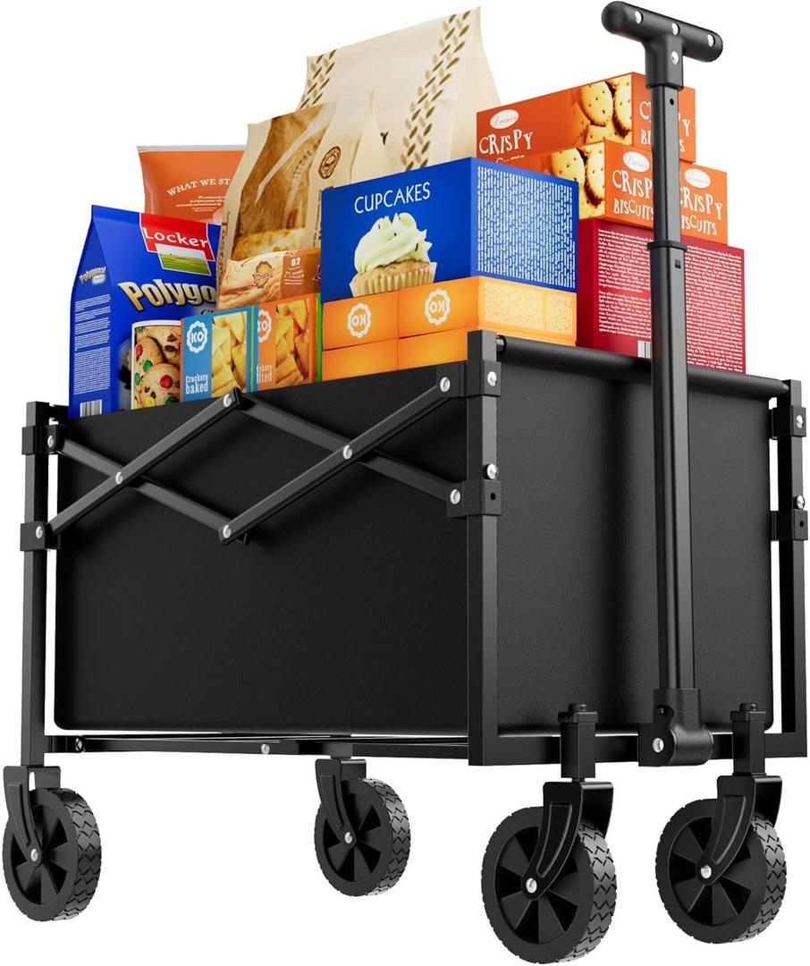 Lite Collapsible Folding Wagon - Lightweight Utility Cart, 50L Capacity, 220 lbs Load, Compact Fold, Perfect for Beach, Garden, Shopping, Outdoor Activities