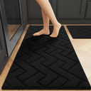 Kitchen Rugs and Mats Sets,2 Pieces Super Absorbent Polypropylene Non-Slip Rug,Soft Comfort Floor Mat,Washable for Kitchen,Hallway,Office,Sink,Laundry(20" x 31.5" Plus 20" x 48",Black)