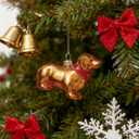 9 x WDS WONDROUS Puppy Ornaments for Christmas Tree, Glass Dog Ornament Cute, Unique Gold Christmas Decor, Xmas Ornaments for Tree Winter Holiday Decor(3.54)