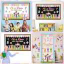 Easter Bunny Peeps Christian Bulletin Board Set He is Risen Christian Classroom Decoration Set Cross Candy Bunny Peeps Cutout for Teacher Sunday School Chalkboard Easter Classroom Door Wall Decor