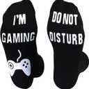 2 x xywlwoer Funny Gaming Socks Easter Basket Stuffers for Teens Boys Kids-Valentines Day Gifts for Him Men Husband Dad Adults (Black)