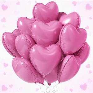 2 x Wedding Decorations, 25 Pink Heart Foil Balloons, 18 Inch, Love Wedding Decor, Heart Balloons, Foil Balloon Hearts for Wedding Balloons, Birthday & Graduation Party 2026