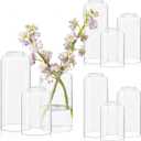 Glass Bud Vases Set of 9 - Clear Flower Vases for Centerpieces, Small Glass Vase Modern Bud Vase for Wedding Party Dining Table Centerpieces, Living Room Decorative, Home Decor (9 Pcs Mixed Sizes (4, 5, 6.7 Inch))